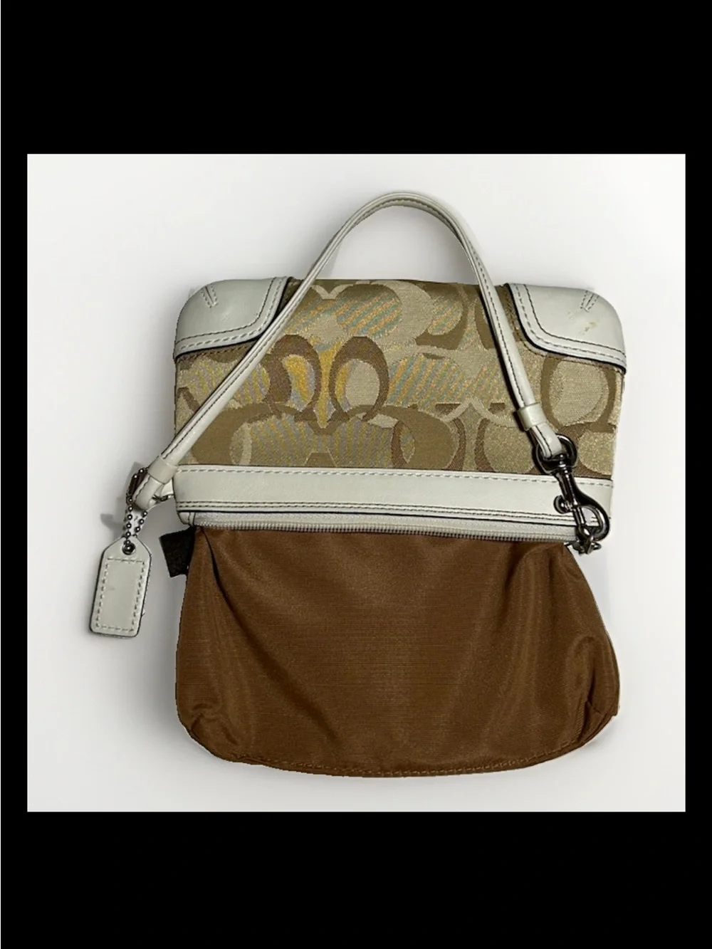 Coach Madeline Satchel,Wallet,Wristlet Set-Khaki Optic Print, White Leather 2007